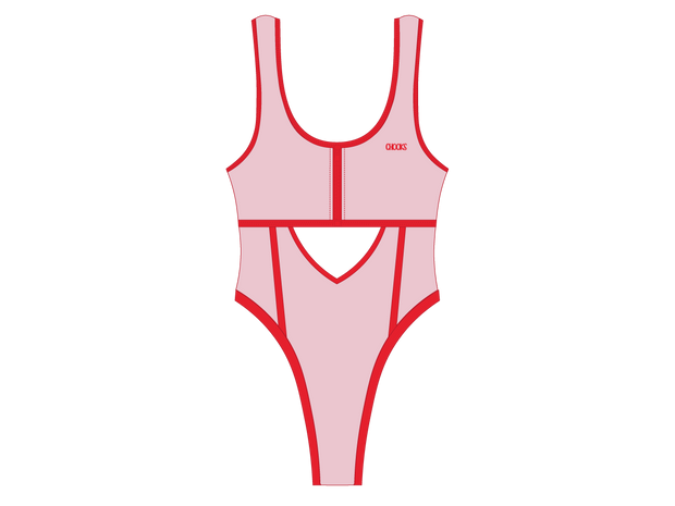 Pink-Red Contour One-Piece